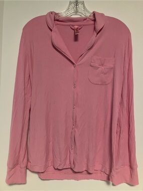 SKIMS Pink Button-Down Hooded Long Sleeve Top